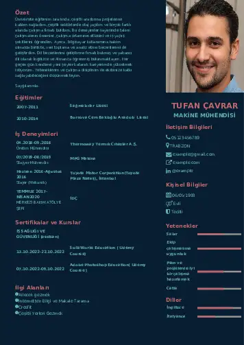 Makine Mühendisi Cv Örnekleri cv indir